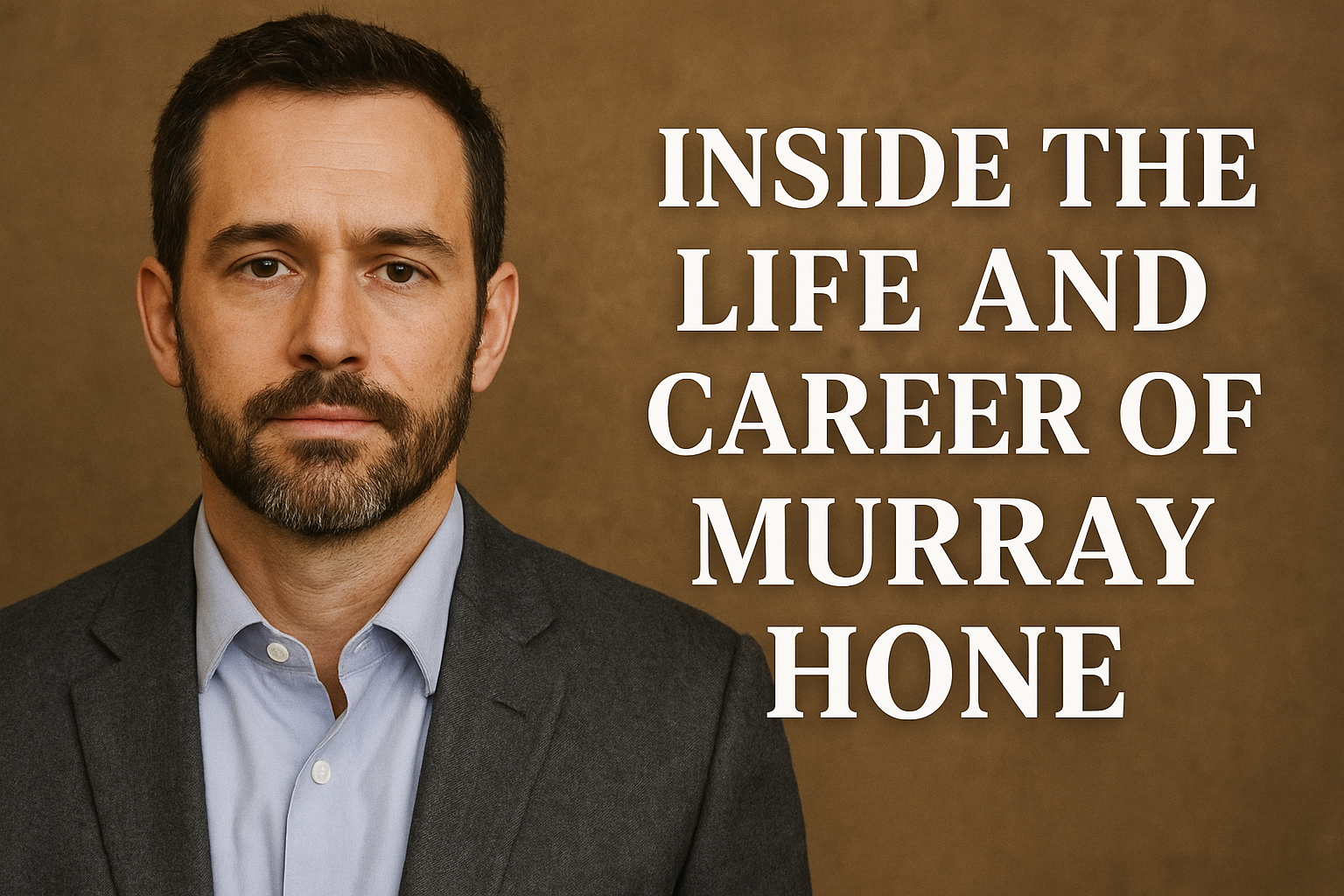 Portrait of Murray Hone with bold text about his life and career
