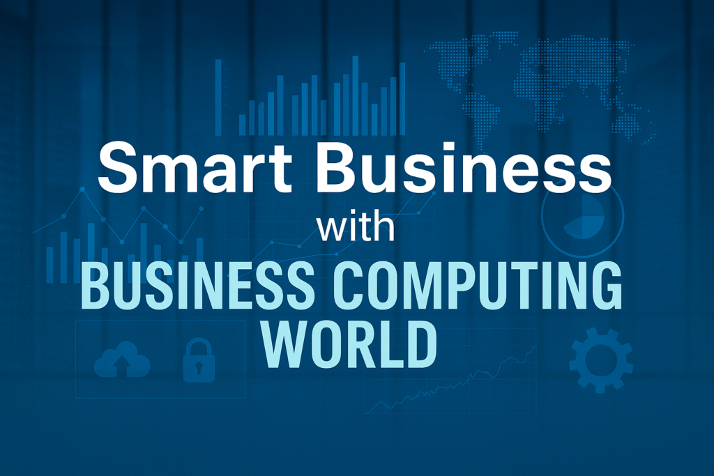 Smart Business with Business Computing World Modern business tech interface with charts and digital elements