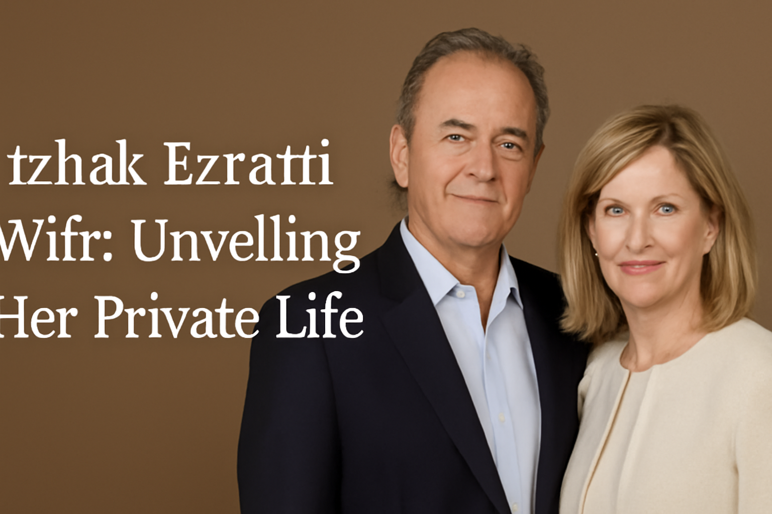 Itzhak Ezratti and his wife, both in formal attire, standing together in a relaxed pose.
