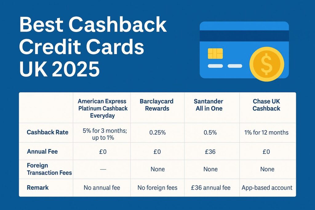 Best cashback credit cards UK 2025 comparison chart
