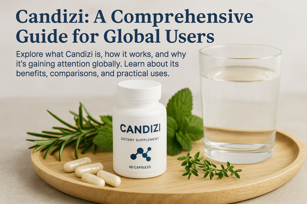 Candizi: A Comprehensive Guide for Global Users Candizi capsules beside fresh herbs and a glass of water on a wellness tray